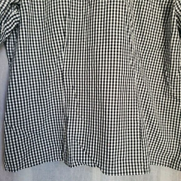 Talbots Womens Long Sleeve Shirt Size 12 Blouse Black White Checkered Non-iron - Picture 7 of 10